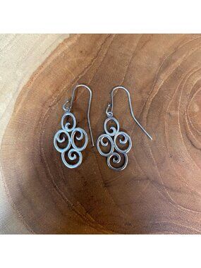 RETIRED James Avery Swirled Dangle Earring, Sterling Silver